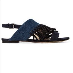 3.1 Philip Lim Martini Fringe blue denim  sandals sz EU 38.5